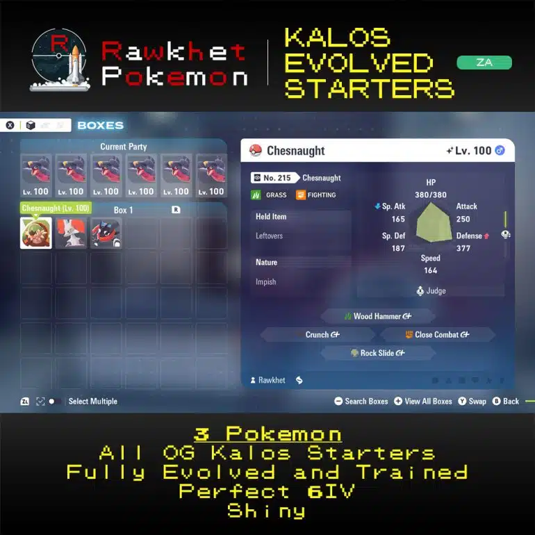 Pokemon Legends Z-A: Kalos Evolved Starters Package - Chesnaught