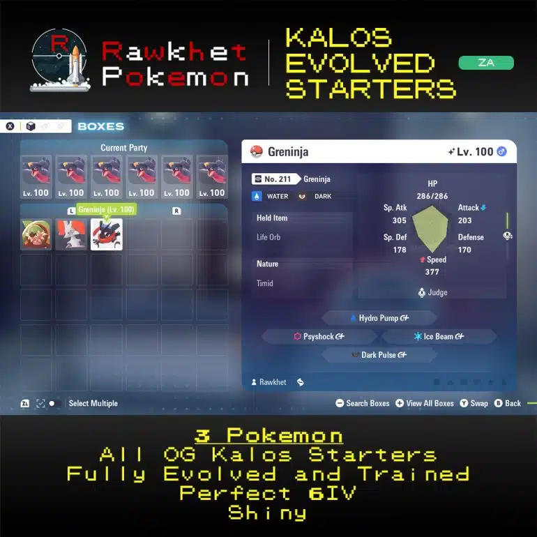 Pokemon Legends Z-A: Kalos Evolved Starters Package - Greninja