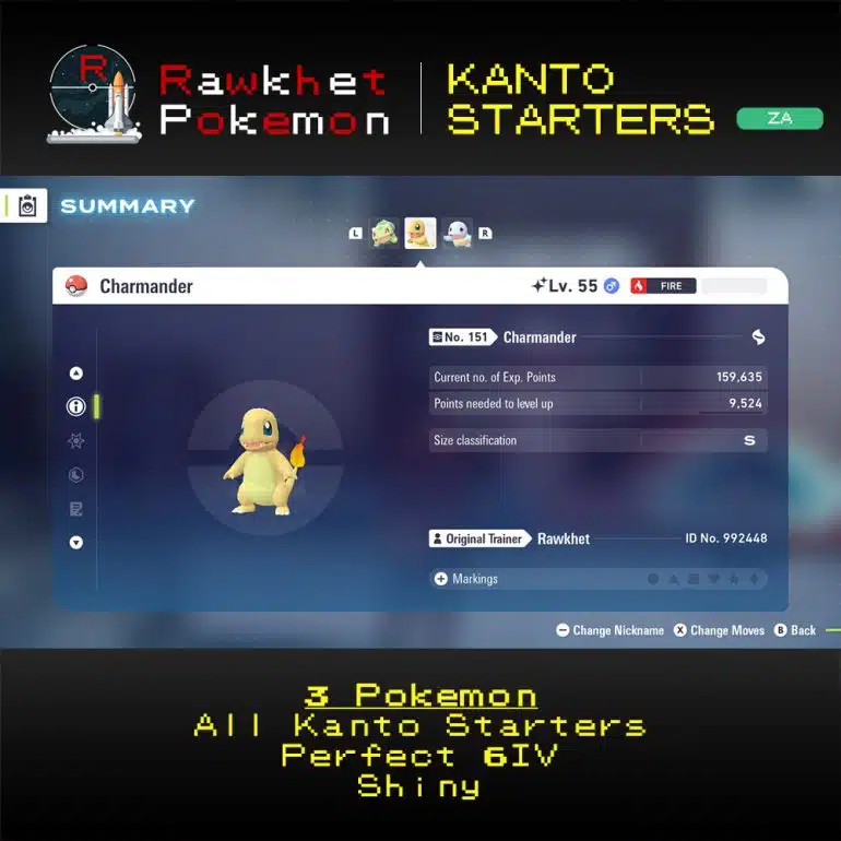 Pokemon Legends Z-A: Kanto Starters Package - Charmander Details
