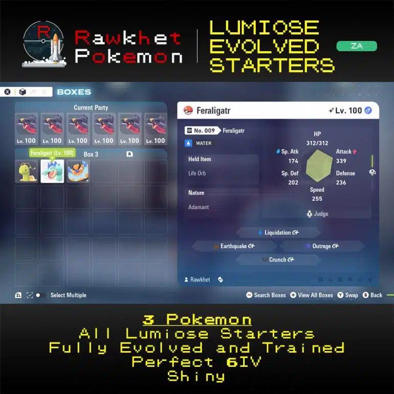 Pokemon Legends Z-A: Lumiose Evolved Starters Package - Feraligatr