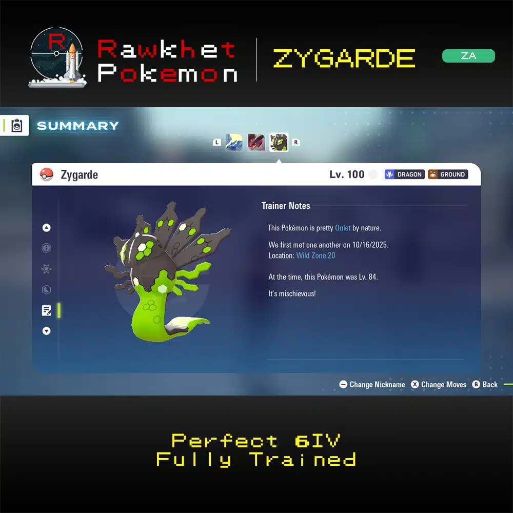 Zygarde (6IV, Battle Ready) – Pokemon Legends Z-A - Rawkhet Pokemon