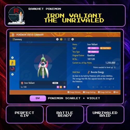 Iron Valiant the Unrivaled for Pokemon Scarlet and Violet.