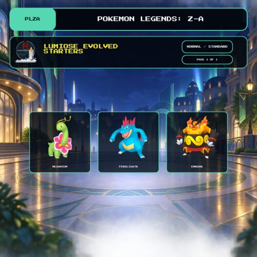Lumiose Evolved Starters Package, Normal, Standard box view for Pokemon Legends: Z-A.