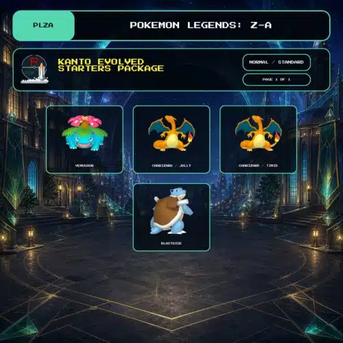 Kanto Evolved Starters Package, Normal, Standard box view for Pokemon Legends: Z-A.