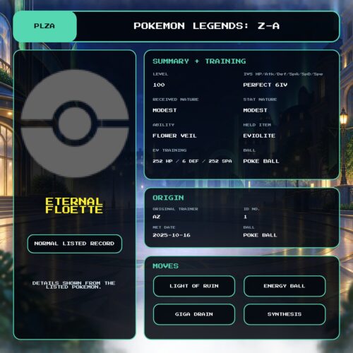 Eternal Floette details for Pokemon Legends: Z-A.