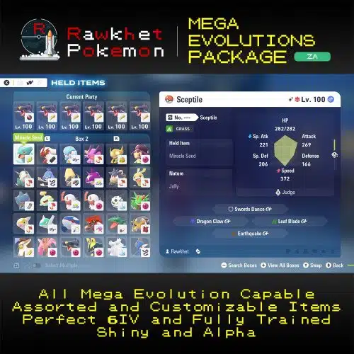 Any Alpha Mega Shiny Battle-Ready 6IVs Pokémon – For Pokémon Legends: ZA On Nintendo Switch