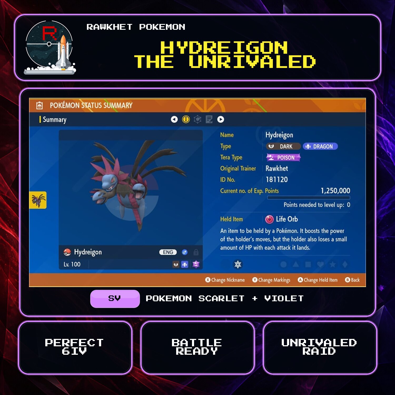 Hydreigon the Unrivaled for Pokemon Scarlet and Violet Hydreigon the Unrivaled for Pokemon Scarlet and Violet.
