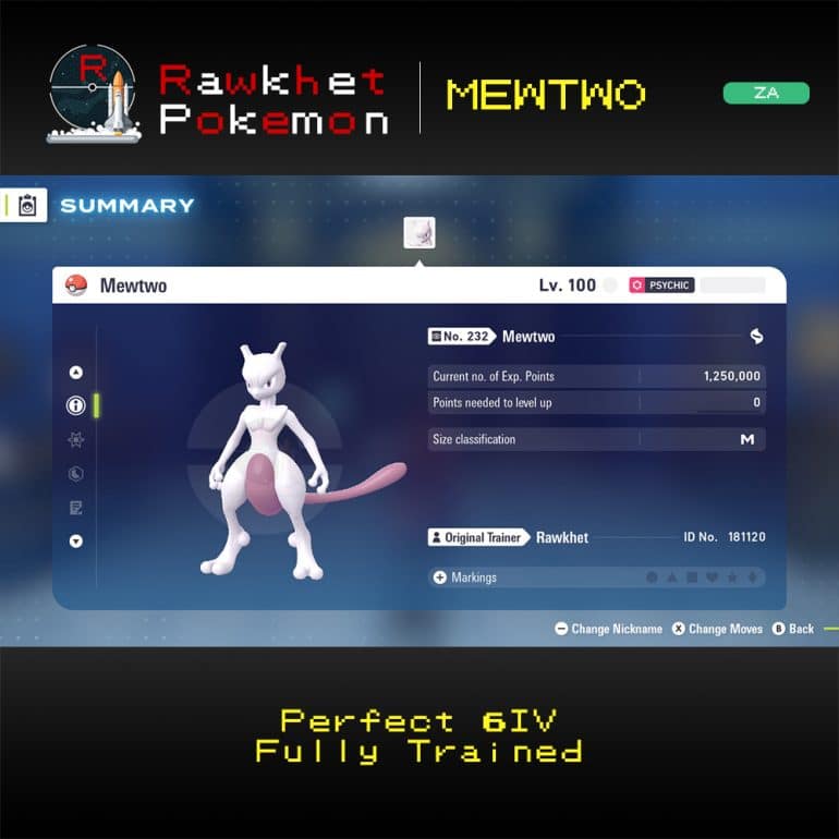 Mewtwo (6IV, Battle Ready) – Pokemon Legends Z-A - Rawkhet Pokemon