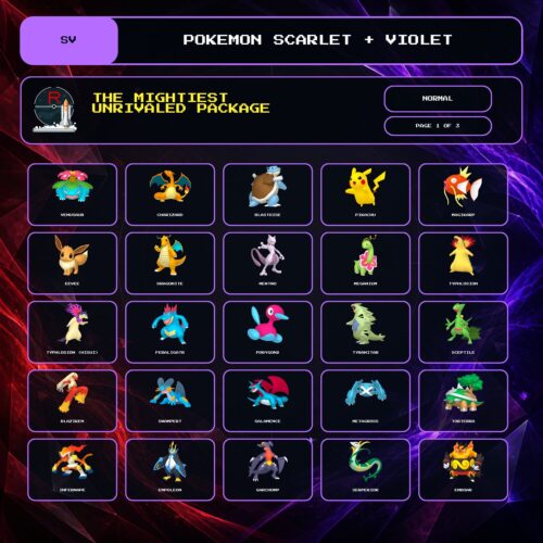 The Mightiest Unrivaled Package box view 1 of 3 for Pokemon Scarlet and Violet.
