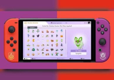 Pokemon HOME Paldea Region Pokedex displayed on a Nintendo Switch.